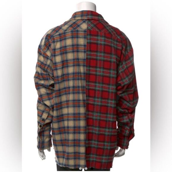 Greg Lauren Flannel - Collared Dress Shirt - Red Cream - L - Button Down Shirt - Picture 4 of 12